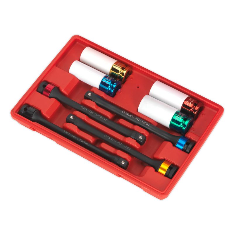 Sealey Torque Stick & Impact Socket Set 1/2" Drive 8 Piece