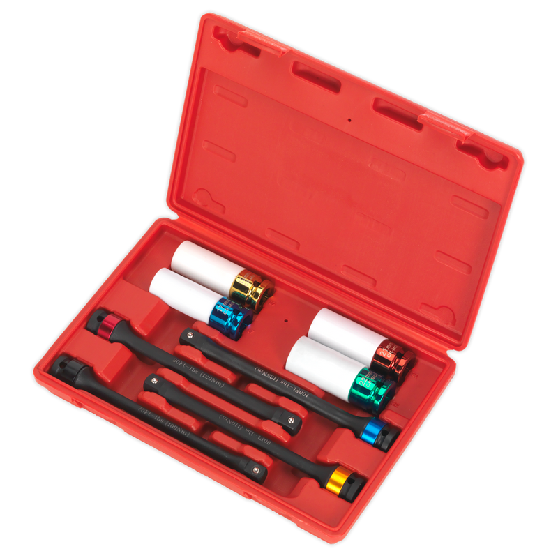 Sealey Torque Stick & Impact Socket Set 1/2" Drive 8 Piece