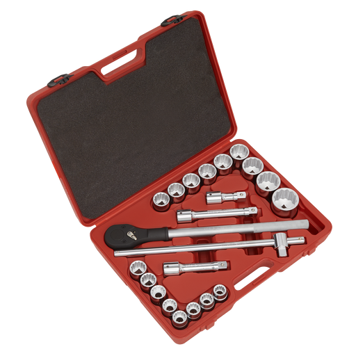 Sealey Premier Socket Set 3/4"Sq Drive 22 Piece with Ratchet Wrench