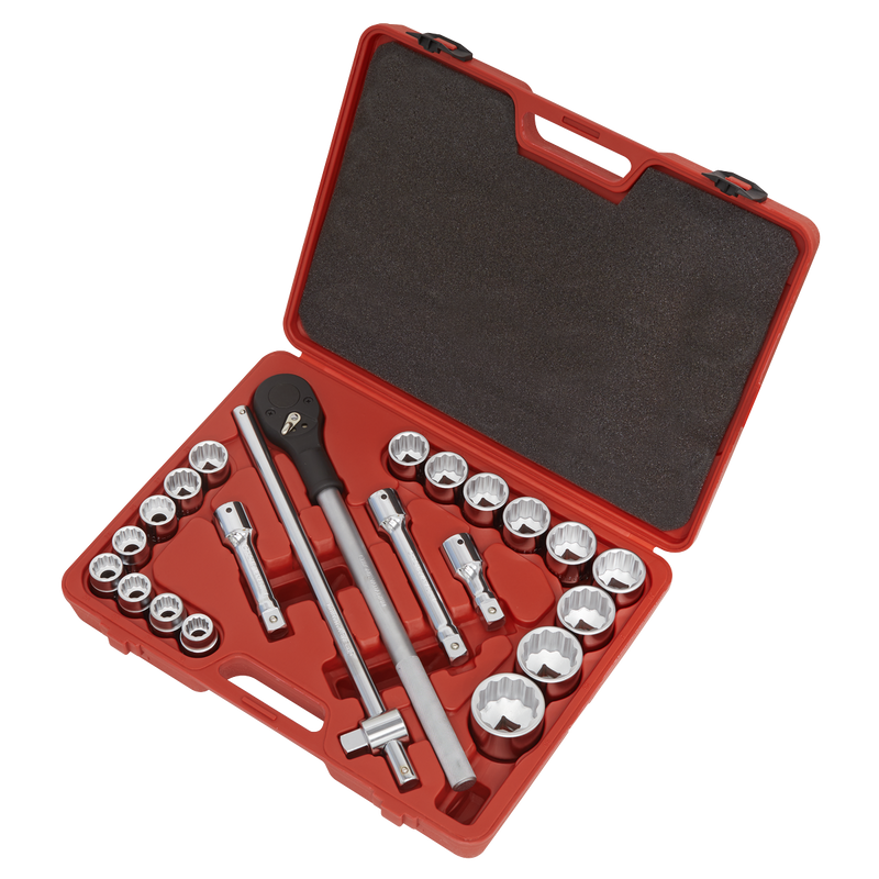Sealey Premier Socket Set 3/4"Sq Drive 22 Piece with Ratchet Wrench