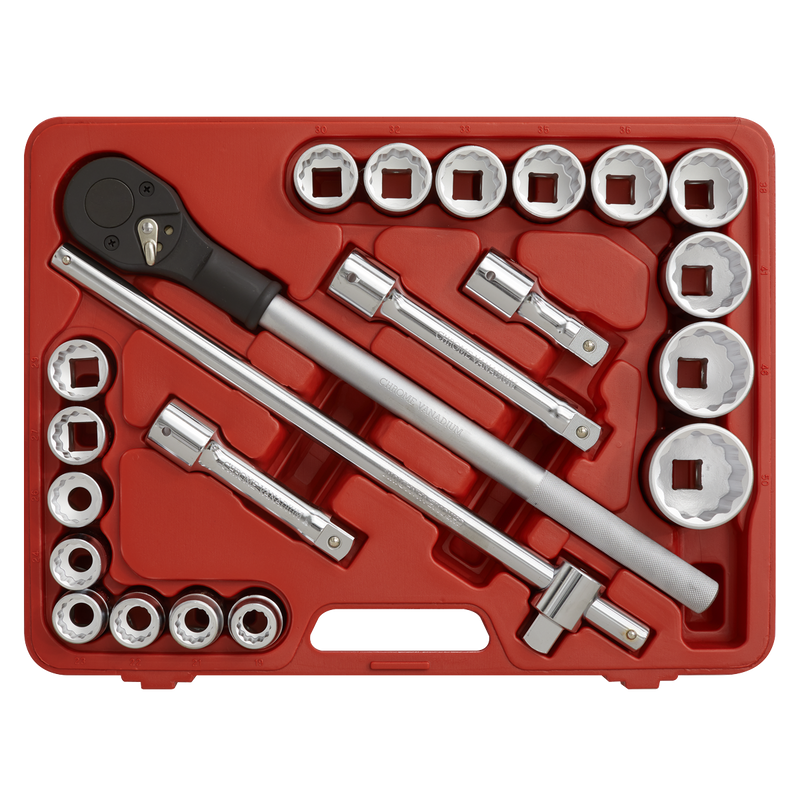 Sealey Premier Socket Set 3/4"Sq Drive 22 Piece with Ratchet Wrench