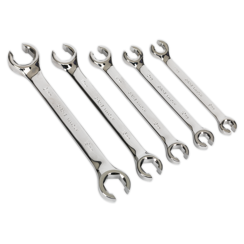 Sealey Premier Flare Nut Spanner Set 5 Piece - Chrome Vanadium Steel