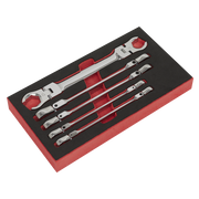 Sealey Premier Flexi-Head Flare Nut Spanner Set 5 Piece