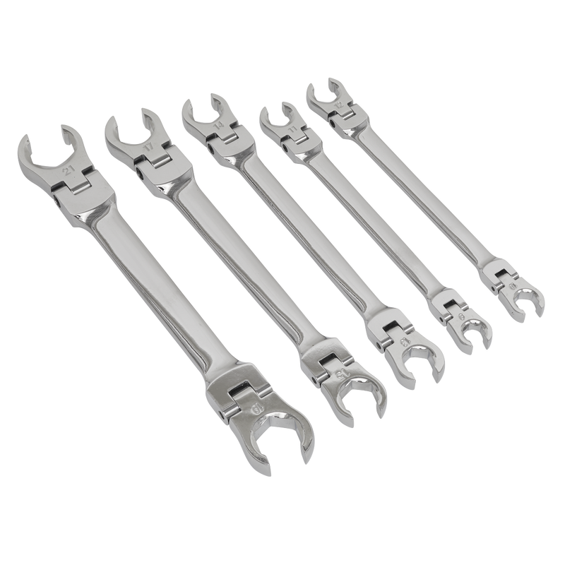 Sealey Premier Flexi-Head Flare Nut Spanner Set 5 Piece