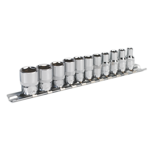 Sealey Premier Socket Set 1/4" Sq Drive 11 Piece - Chrome Vanadium