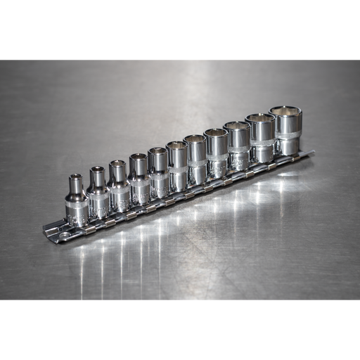 Sealey Premier Socket Set 1/4" Sq Drive 11 Piece - Chrome Vanadium