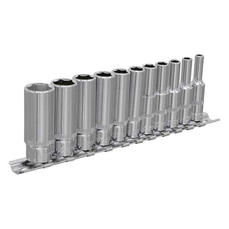 Sealey Premier Socket Set 1/4" Drive 11 Piece Deep Chrome Vanadium
