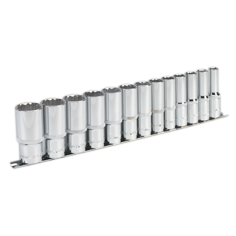 Sealey Premier Socket Set 1/2" Drive 13 Piece Deep Chrome Vanadium