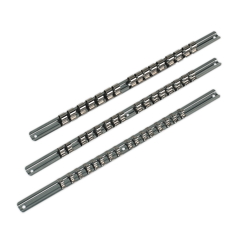 Sealey Premier Socket Retaining Rail Set 410mm 1/4" 3/8" 1/2"Sq Drive