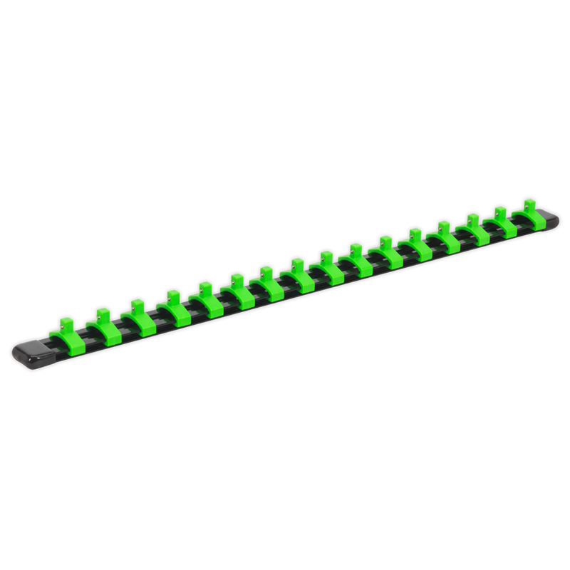 Sealey Premier Socket Retaining Rail 440mm 1/4"Sq Drive - Hi-Vis Green