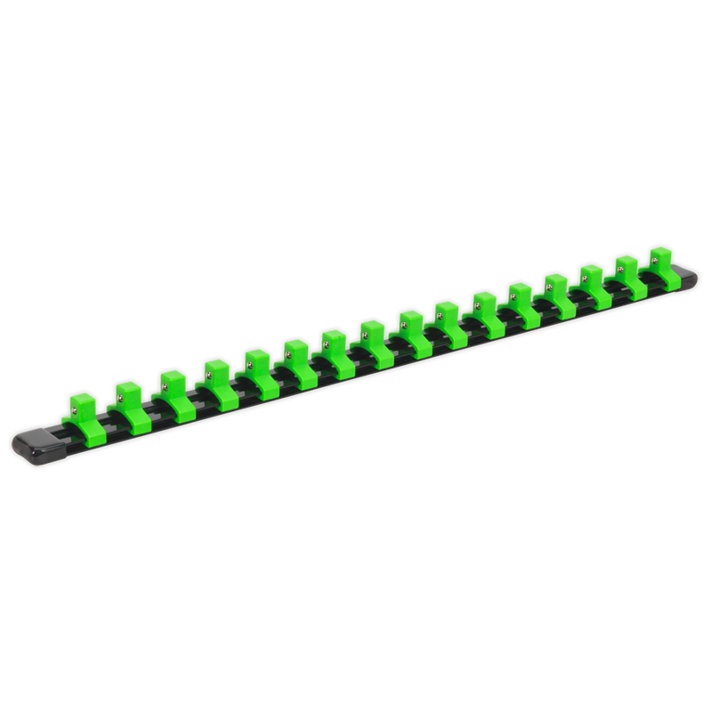 Sealey Premier Socket Retaining Rail 440mm 1/4"Sq Drive - Hi-Vis Green