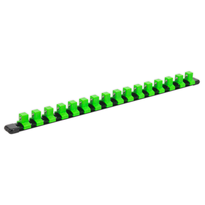 Sealey Premier Socket Retaining Rail 440mm 1/4"Sq Drive - Hi-Vis Green