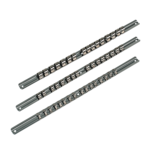 Sealey Premier Socket Retaining Rail Set 410mm 1/4" 3/8" 1/2"Sq Drive