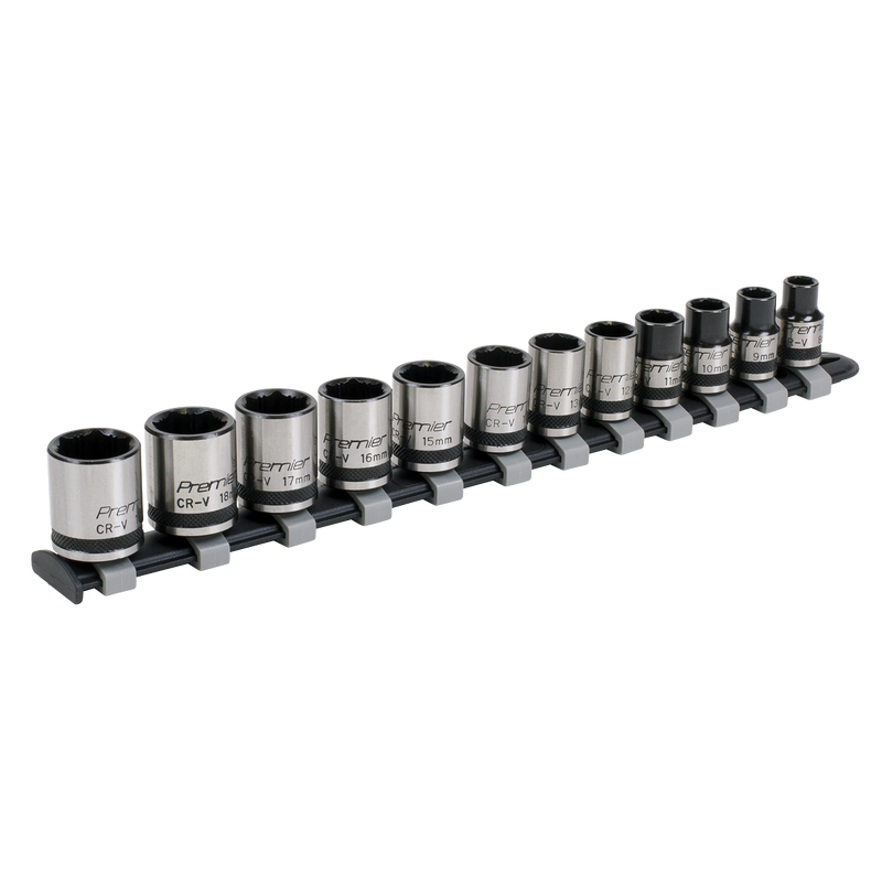 Sealey Premier Black Socket Set 3/8" Drive 12 Piece Metric AK2741B