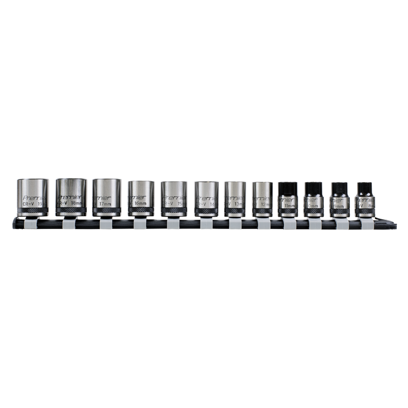 Sealey Premier Black Socket Set 3/8" Drive 12 Piece Metric AK2741B
