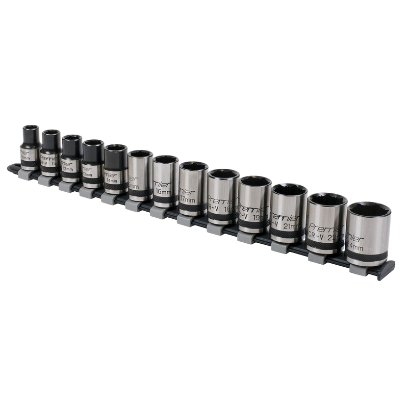 Sealey Premier Black Lock-On™ Socket Set 1/2"Sq Drive 13 Piece