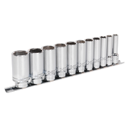 Sealey Premier Socket Set 3/8"Sq Drive 11 Piece Deep Lock-On™ AK2743