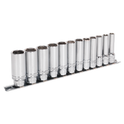 Sealey Premier Deep Lock-On™ Socket Set 3/8"Sq Drive 12 Piece