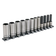 Sealey Premier Black Socket Set 3/8" Drive 12 Piece Deep Lock-On™