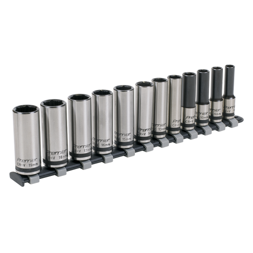 Sealey Premier Black Socket Set 3/8" Drive 12 Piece Deep Lock-On™