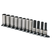 Sealey Premier Black Socket Set 3/8" Drive 12 Piece Deep Lock-On™