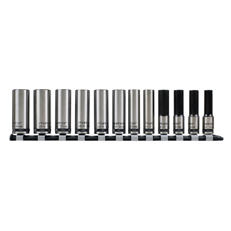 Sealey Premier Black Socket Set 3/8" Drive 12 Piece Deep Lock-On™
