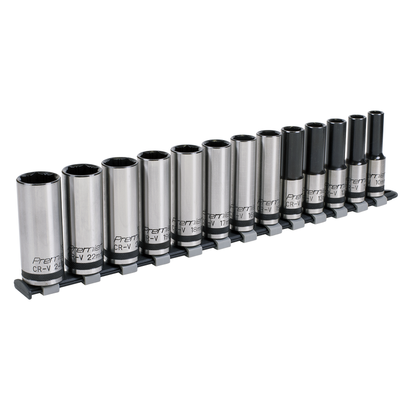 Sealey Premier Black Socket Set 1/2"Sq Drive 13 Piece Deep Lock-On™