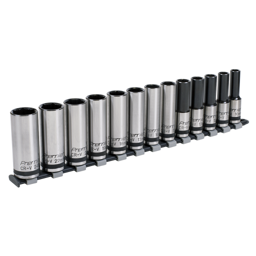 Sealey Premier Black Socket Set 1/2"Sq Drive 13 Piece Deep Lock-On™