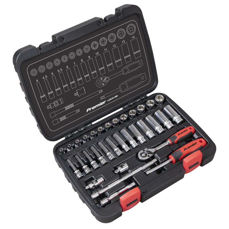 Sealey Premier Lock-On Socket Set 1/4" Drive 32 Piece