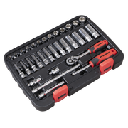 Sealey Premier Lock-On Socket Set 1/4" Drive 32 Piece