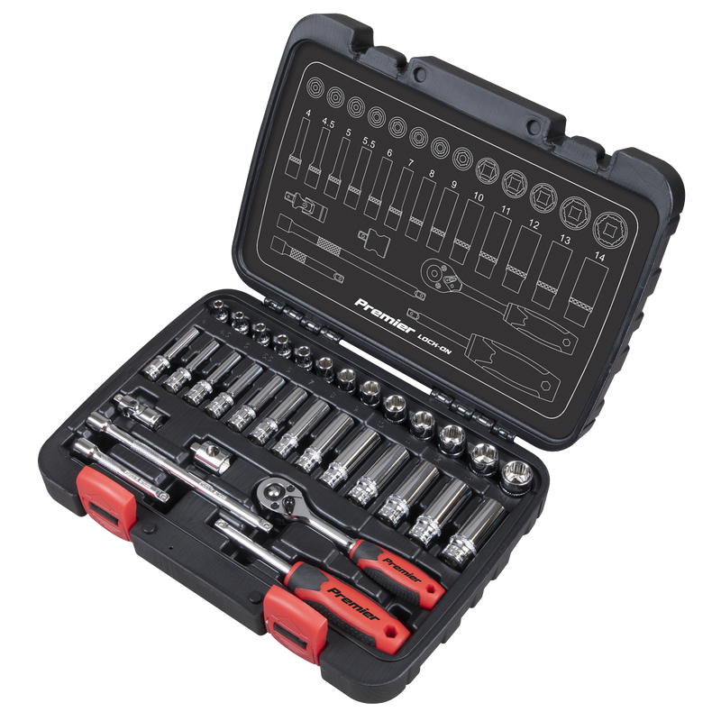 Sealey Premier Lock-On Socket Set 1/4" Drive 32 Piece