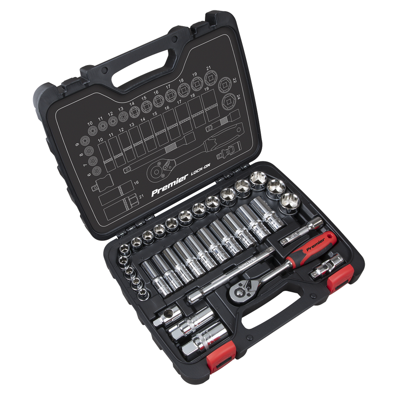 Sealey Premier Socket Set 3/8"Sq Drive 34 Piece