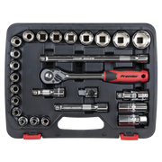 Sealey Premier Socket Set 1/2" Drive 26 Piece with Ratchet & Extension Bars