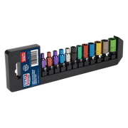 Sealey Premier Socket Set 1/4" Sq Drive 12 Piece Multi-Coloured
