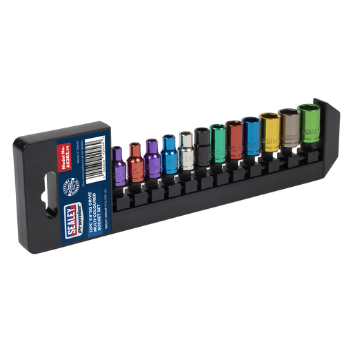 Sealey Premier Socket Set 1/4" Sq Drive 12 Piece Multi-Coloured