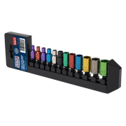 Sealey Premier Socket Set 1/4" Sq Drive 12 Piece Multi-Coloured