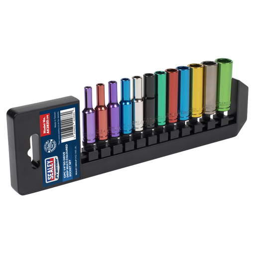 Sealey Premier Socket Set 1/4"Sq Drive 12 Piece Multi-Coloured AK282D