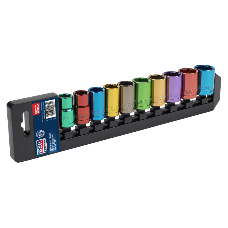 Sealey Premier Socket Set 1/2" Drive 10 Piece Multi-Coloured AK288