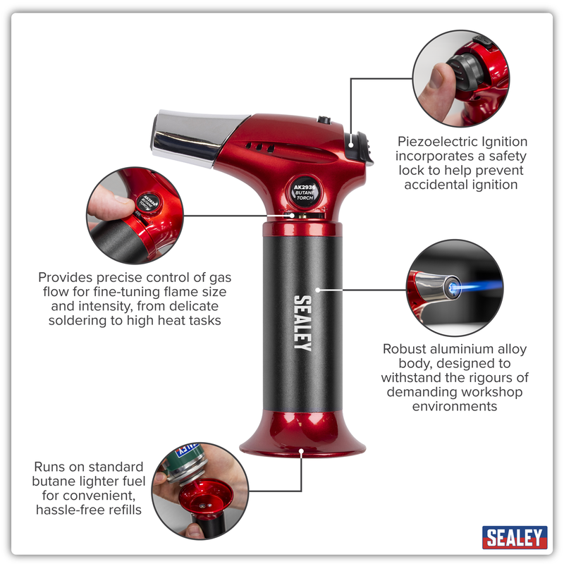 Sealey Refillable Butane Heating Torch AK2936 1300°C