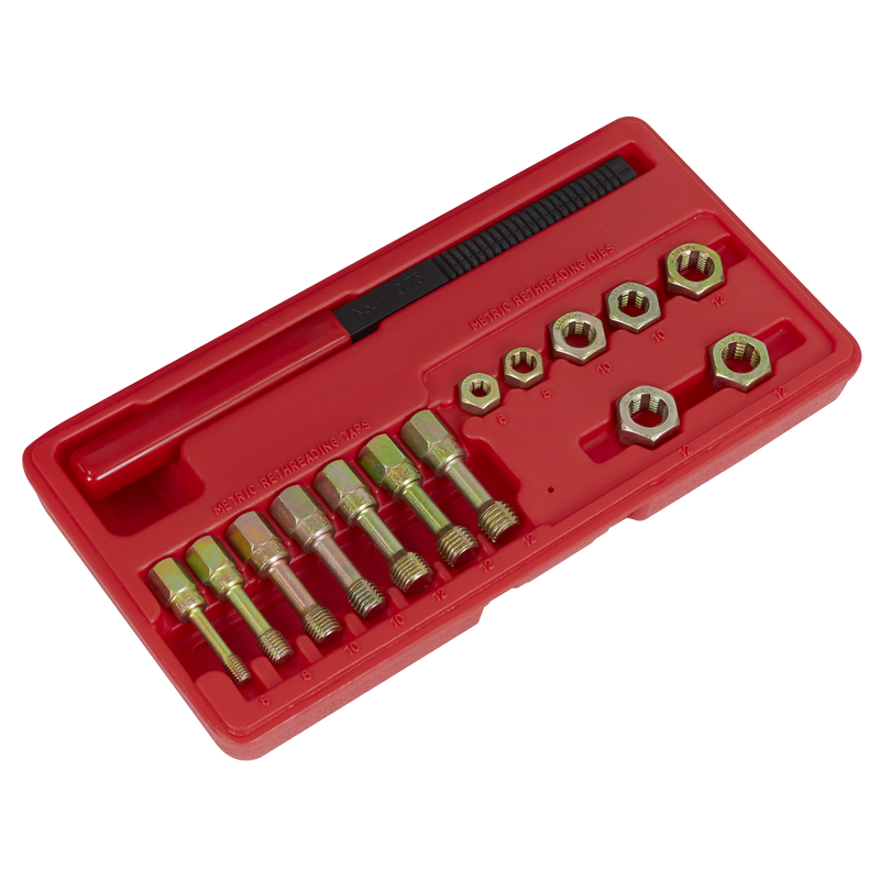Sealey Re-Threader Kit 15 Piece - Taps & Dies for Thread Restoration