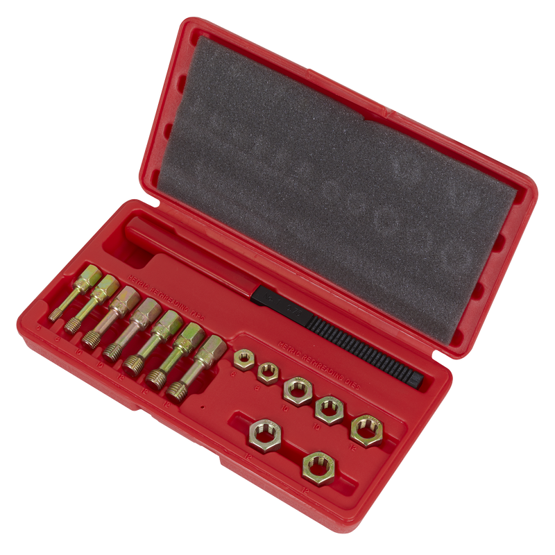 Sealey Re-Threader Kit 15 Piece - Taps & Dies for Thread Restoration