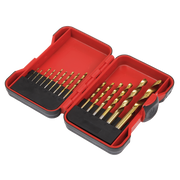 Sealey HSS Drill Bit Set 15 Piece - Titanium Nitride Coated