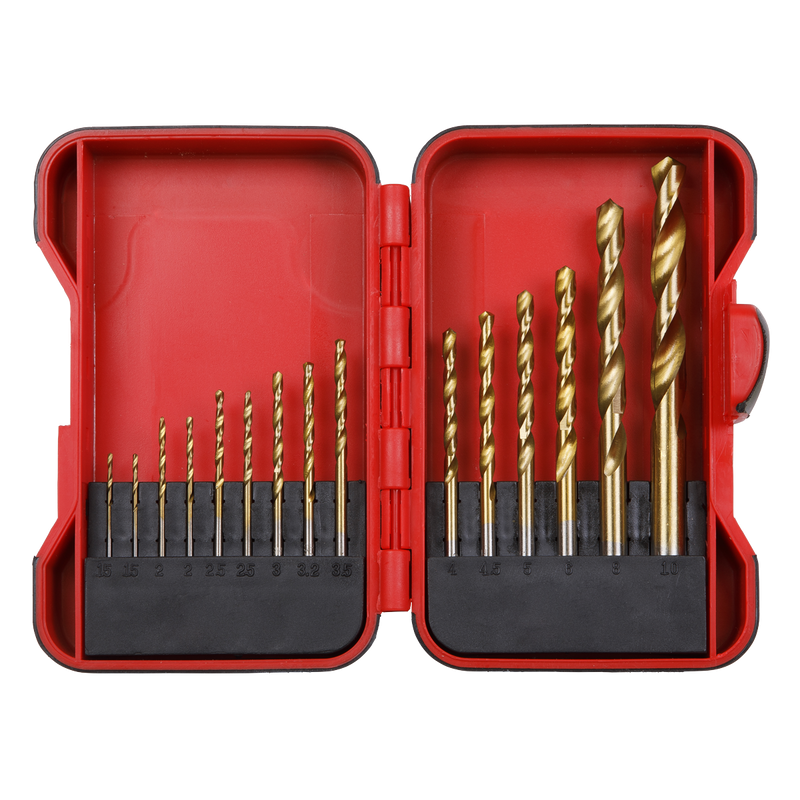 Sealey HSS Drill Bit Set 15 Piece - Titanium Nitride Coated