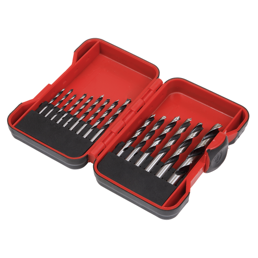 Sealey Brad Point Wood Drill Bit Set 15 Piece - Various Sizes