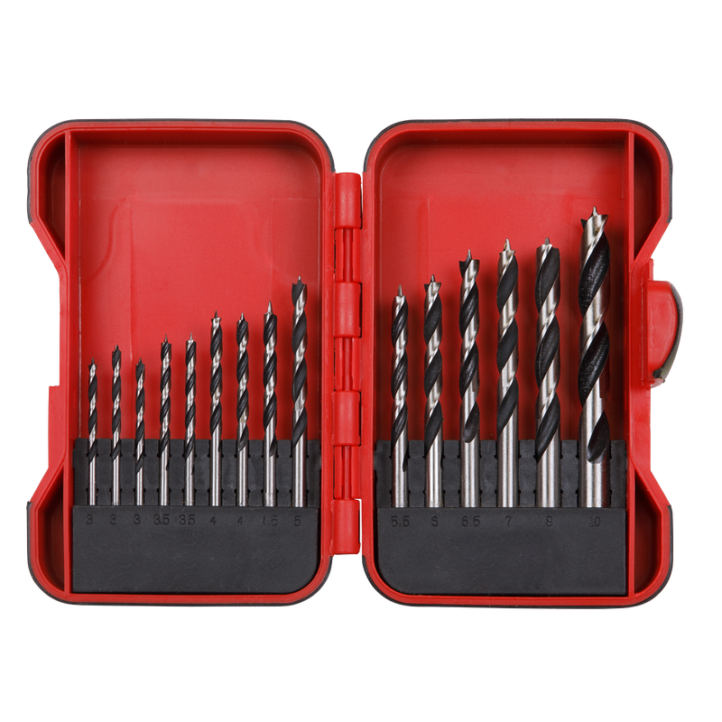 Sealey Brad Point Wood Drill Bit Set 15 Piece - Various Sizes
