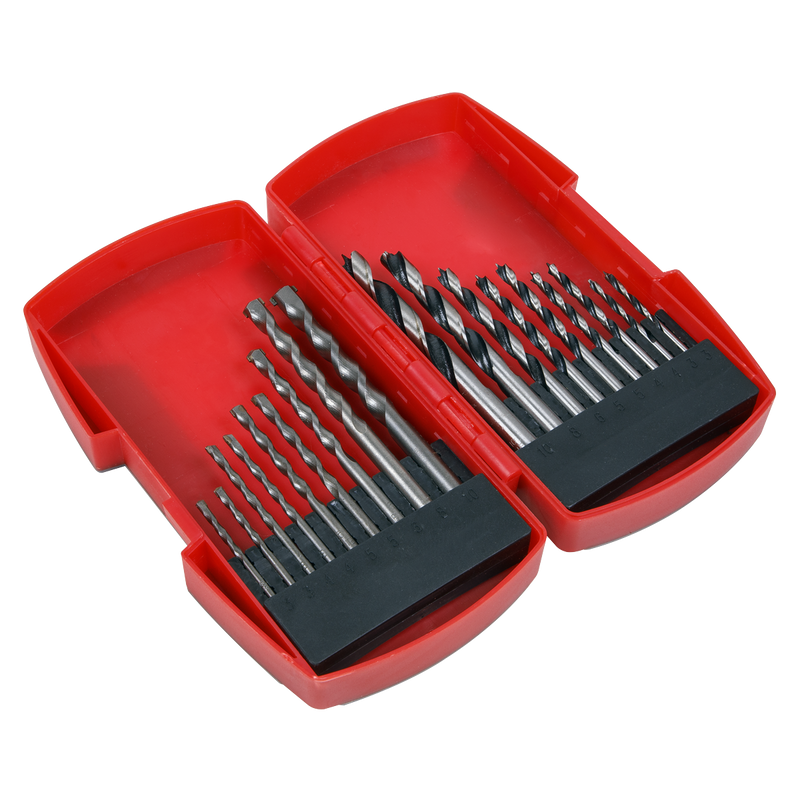 Sealey Wood/Masonry Drill Bit Set 18 Piece - Includes 3-10mm Sizes
