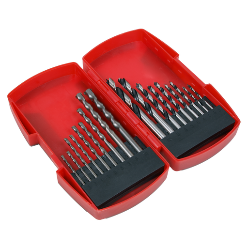 Sealey Wood/Masonry Drill Bit Set 18 Piece - Includes 3-10mm Sizes