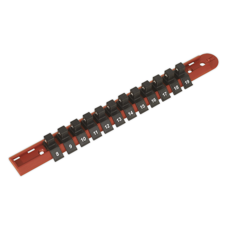 Sealey Premier Socket Retaining Rail 300mm 1/4"Sq Drive with 12 Clips