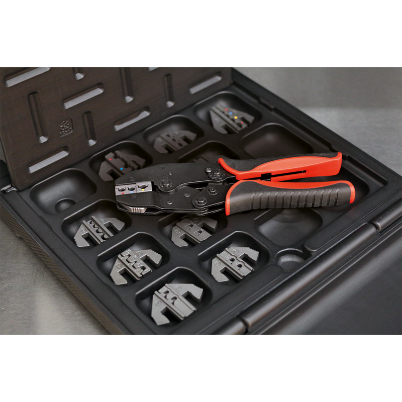 Sealey Ratchet Crimping Tool AK3858COMBO with Storage Case
