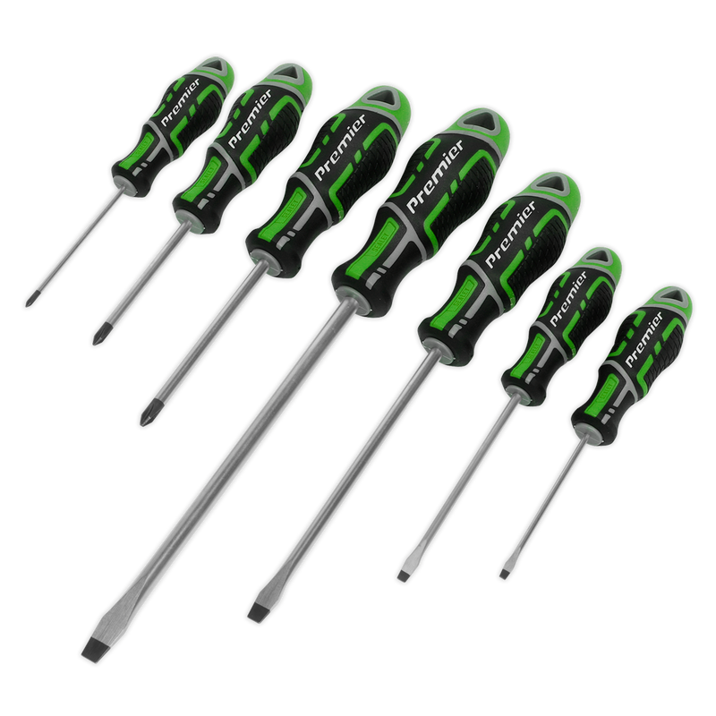 Sealey Premier Screwdriver Set 7 Piece - Hi-Vis Green, Model AK4321HV